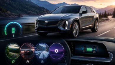 do the driving modes in cadillac lyriq offer different ranges or battery usages