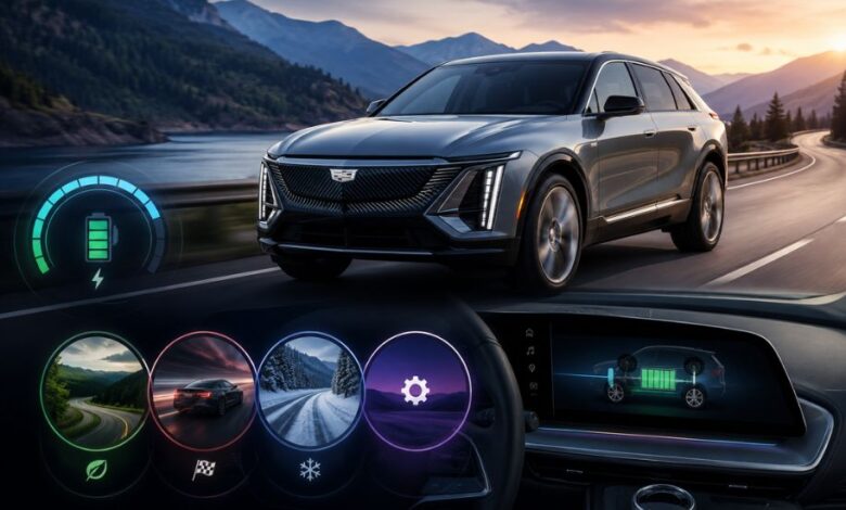 do the driving modes in cadillac lyriq offer different ranges or battery usages
